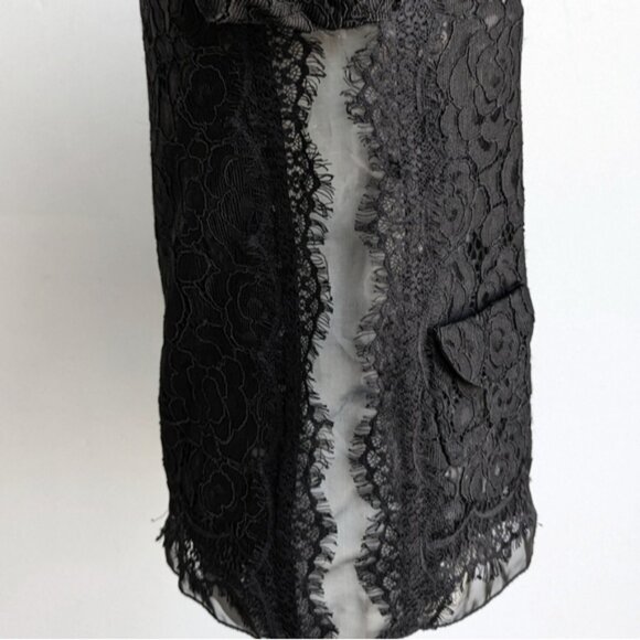 Sandra Angelozzi floral lace 3/4 sleeve semi sheer blouse - Picture 4 of 7